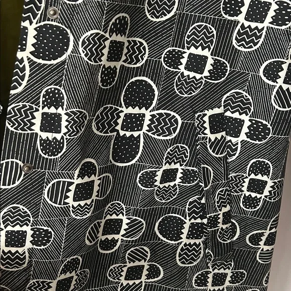 Gudrun Sjoden Abstract Black and White Hooded Trench Coat Jacket **Size M** 🌺🌺 - Picture 4 of 5